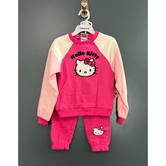 NWT Girls 3T Hello Kitty 2-piece Pink Jogger and Sweatshirt Set MSRP $34 - Picture 1 of 5